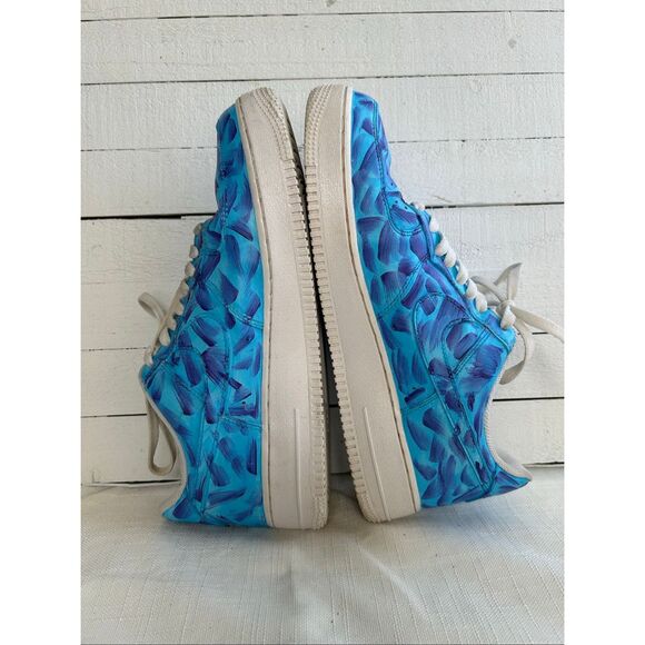 Nike Air Force 1 Low 10.5 Custom Painted Blue Purple Brushstroke CW2288-111 - Picture 2 of 11